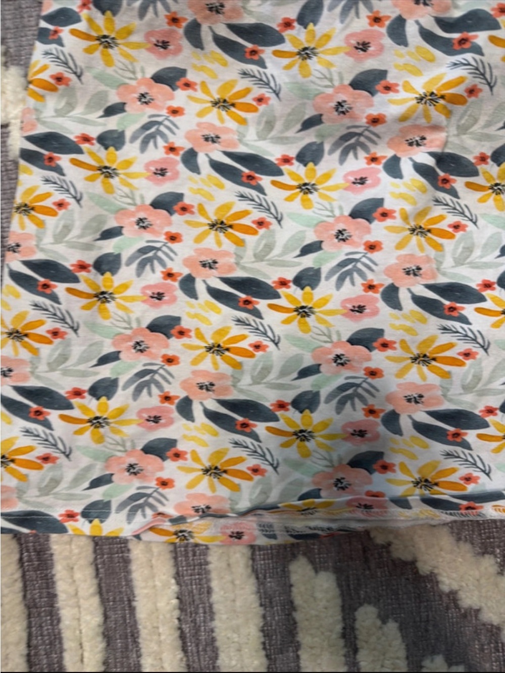 Floral Print Girls' Dress - Pink & Yellow